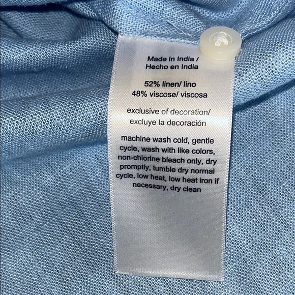 Nautica Linen Blend Light Blue Button-Down Shirt Women’s - Picture 6 of 8